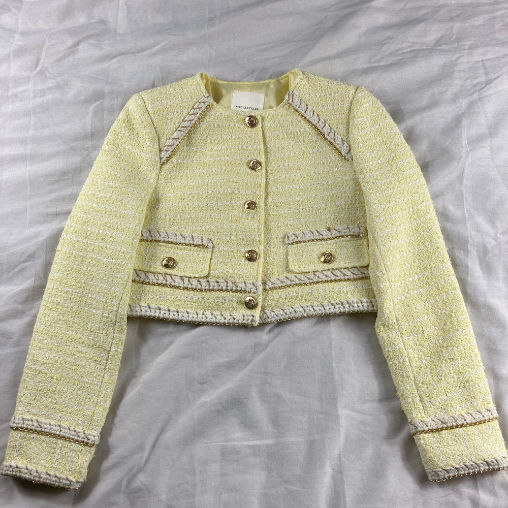 Avec Les Filles Yellow Tweed Chain Trim Set - Picture 4 of 16